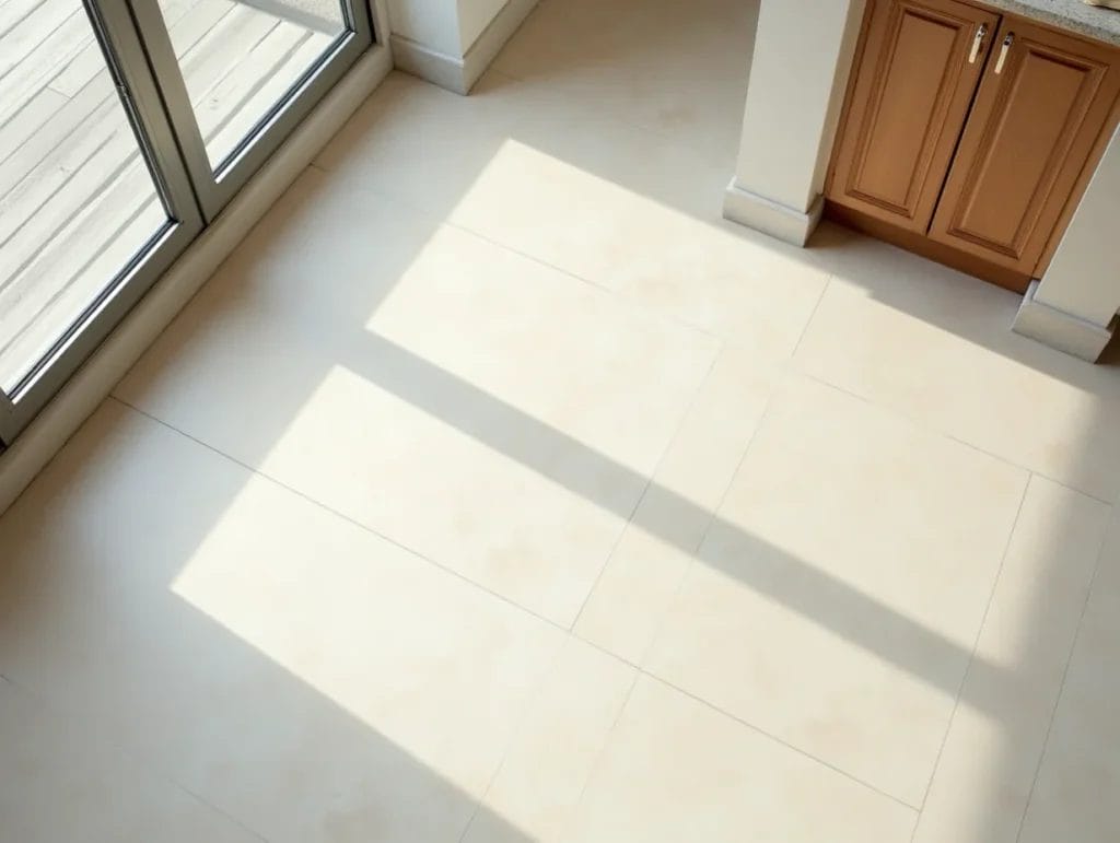 lyst polyurethangulv i stue med store vinduer, der giver udsigt og naturligt lys med tydelige skygger.